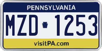 PA license plate MZD1253