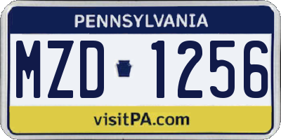 PA license plate MZD1256