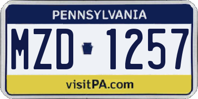 PA license plate MZD1257