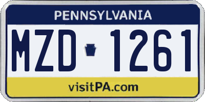 PA license plate MZD1261