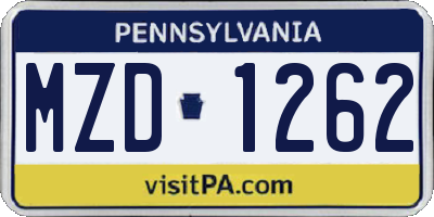 PA license plate MZD1262