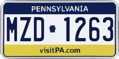 PA license plate MZD1263