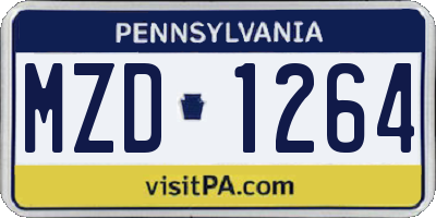 PA license plate MZD1264