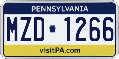 PA license plate MZD1266