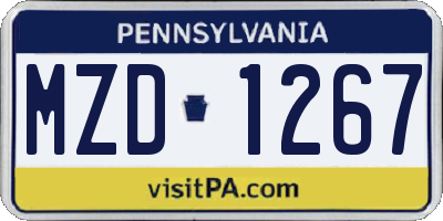 PA license plate MZD1267