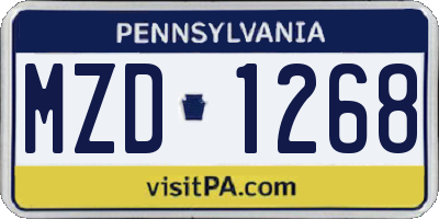 PA license plate MZD1268