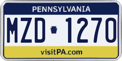 PA license plate MZD1270