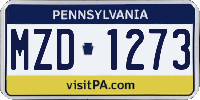 PA license plate MZD1273