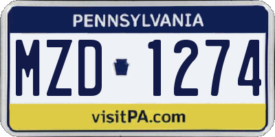 PA license plate MZD1274