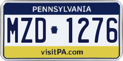 PA license plate MZD1276