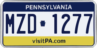 PA license plate MZD1277