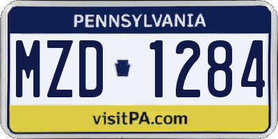 PA license plate MZD1284