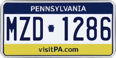 PA license plate MZD1286