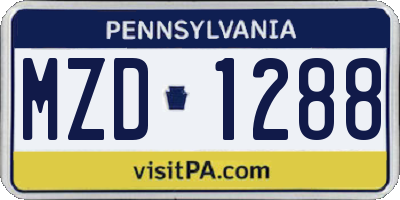 PA license plate MZD1288