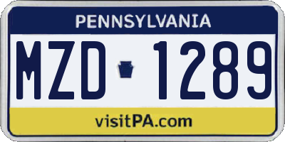 PA license plate MZD1289