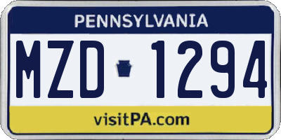 PA license plate MZD1294