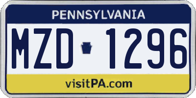 PA license plate MZD1296