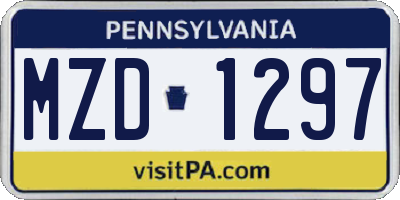 PA license plate MZD1297