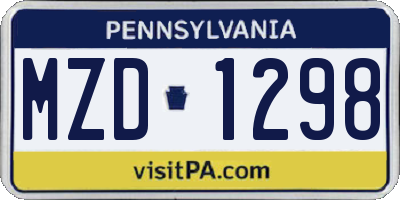 PA license plate MZD1298