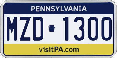 PA license plate MZD1300