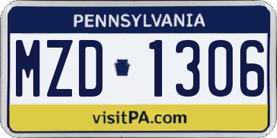 PA license plate MZD1306