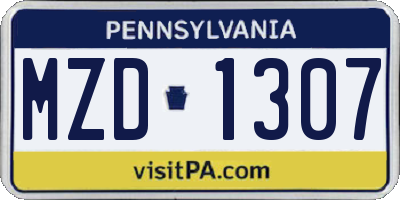 PA license plate MZD1307