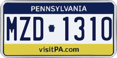 PA license plate MZD1310