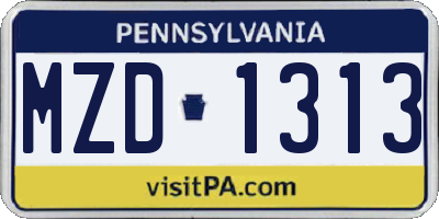 PA license plate MZD1313