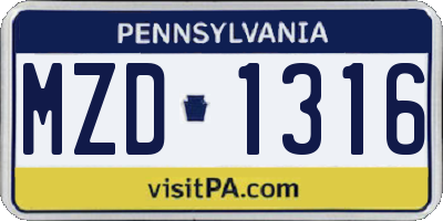 PA license plate MZD1316
