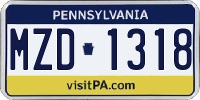 PA license plate MZD1318