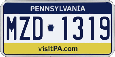 PA license plate MZD1319