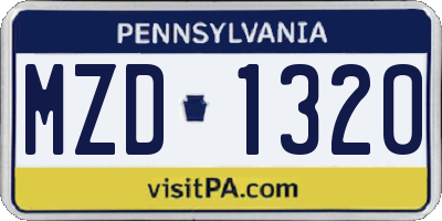 PA license plate MZD1320