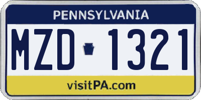 PA license plate MZD1321