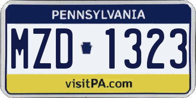 PA license plate MZD1323