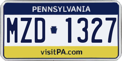 PA license plate MZD1327