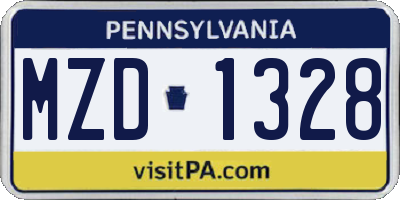 PA license plate MZD1328