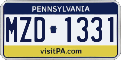 PA license plate MZD1331