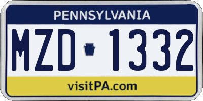 PA license plate MZD1332
