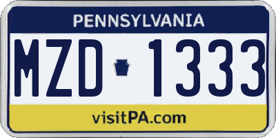 PA license plate MZD1333