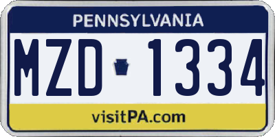 PA license plate MZD1334