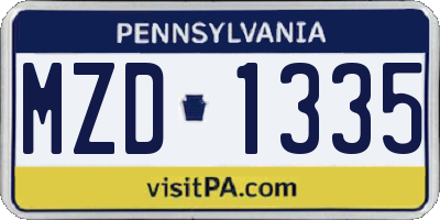 PA license plate MZD1335