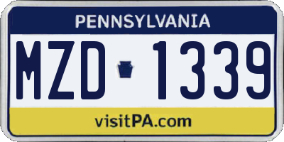 PA license plate MZD1339