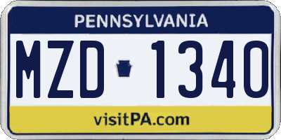 PA license plate MZD1340