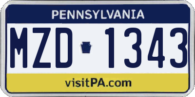 PA license plate MZD1343