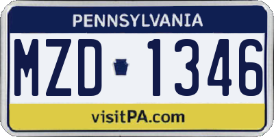 PA license plate MZD1346