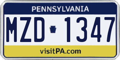 PA license plate MZD1347