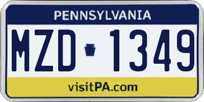 PA license plate MZD1349