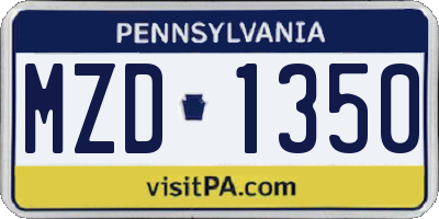 PA license plate MZD1350