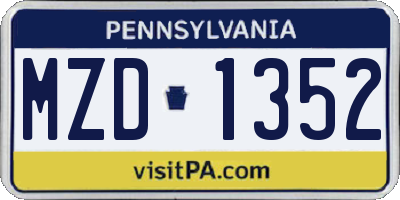 PA license plate MZD1352