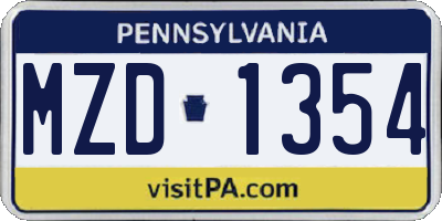 PA license plate MZD1354
